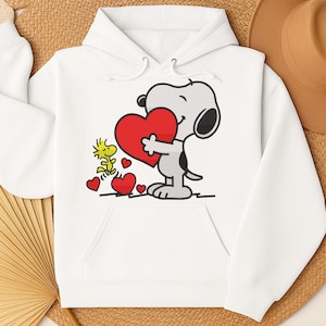 Snoopy Kram Hjärta Broderidesign, Tecknad Kärlek (Digital Nedladdning)