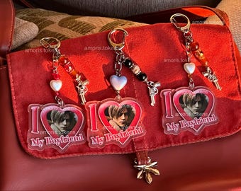 Leon Kennedy acrylic beaded keychain | RE4 charm | Resident Evil fan gift | phone and bag accessory | RE4 merch