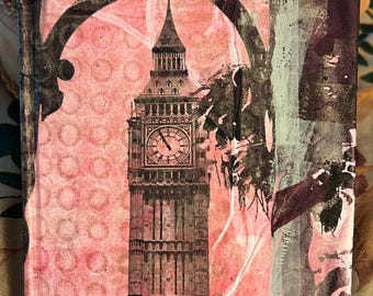 Distressed Grunge Altered Hardcover Journal – Mixed Media, Ephemera, Pockets (8 3/4 x 5 3/4)