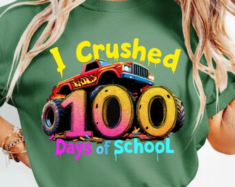 Monster Truck 100 Days of School PNG, Boys Milestone (Digital Download)