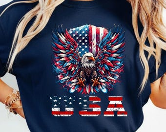 Patriotic Eagle PNG | USA Flag, 4th of July Design (Digital Download)