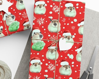 Christmas Capybara Gift Wrap | Cute Santa Capybara Wrapping Paper | Holiday Animal Gift Wrap | Funny Xmas Wrapping Paper