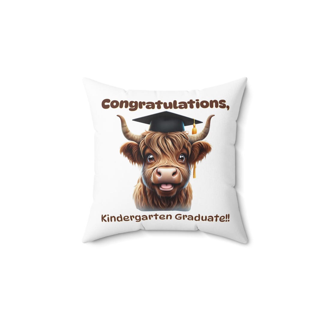 Graduation Cow Highland Cow Graduation Pillow | Kindergarten Graduation Gift for Kids ...