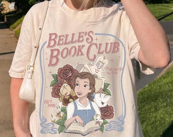 Belle Book Club Shirt, Comfort Colors Princess Belle Tee, Tale As Old As Time Vintage Shirt, Book Lover Gift, Disney Reader Outfit 2026