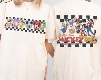 Retro Mickey & Co Est 1928 Shirt, Comfort Colors Disney Family Vacation Tee, Checkered Mickey And Friends Shirt, Disneyland Trip Tee 2026