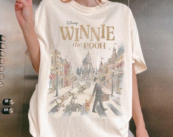 Retro Winnie The Pooh And Friends Comfort Colors Shirt, Disney Castle Street Tee, Pooh Vintage Shirt, Magic Kingdom Family Vacation Outfit