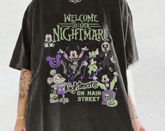 Vintage Halloween Nightmare on Main Street Shirt, Spooky Cartoon Friends Tee, Retro Disney Inspired Halloween Shirt, Fall Vacation Outfit