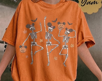 Retro Dancing Skeletons Halloween Shirt, Mickey Ears Pumpkin Shirt, Disney Halloween Party Tee, Fall Family Trip Shirt, Spooky Season 2026