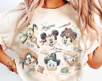 Disney Pirate Crew Shirt, Mickey Friends Pirate Tee, Disney Cruise Pirate Night Shirt, Family Trip Matching Vacation Gift Tee