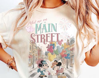 Meet Me On Main Street Shirt, Vintage Mickey Minnie Shirt, Disney Family Trip 2026, Magic Kingdom Outfit, Disneyland Vacation Shirt