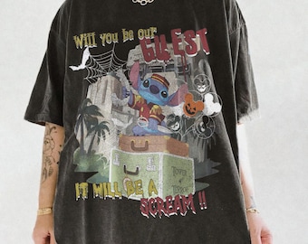 Disney Stitch Halloween Shirt, Tower of Terror Shirt, Spooky Season Disney Shirt, Vintage Haunted Hotel Shirt, Disney World Trip Shirt 2026