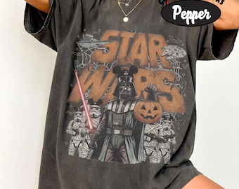 Retro Star Wars Halloween Shirt, Darth Vader Stormtrooper Mickey Ears Pumpkin Tee, Spooky Disney Family Trip Shirt, Trick or Treat Outfit