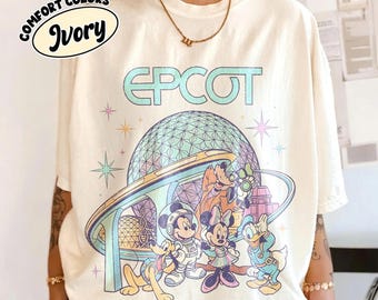 Comfort Colors® Vintage Disney Epcot Mickey & Friends Shirt, Epcot World Showcase Tee, Walt Disney World Vacation Shirt, Family Trip Tee