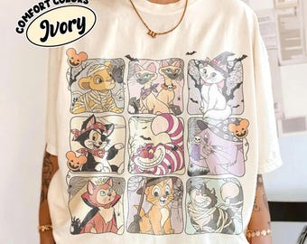 Disney Cats Halloween Shirt, Comfort Colors® Cheshire Marie Lucifer Yzma Tee, Spooky Season Tee, Disneyworld Family Trip Gift 2026