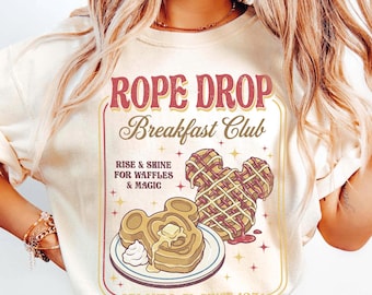 Camiseta Rope Drop Breakfast Club, camiseta Mickey Waffle de Disney World, camiseta para amantes de la comida de Epcot, camiseta matutina de vacaciones en Disney, camiseta para viaje familiar 2026
