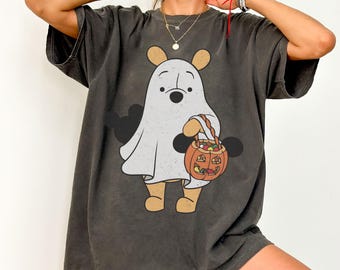 Retro Pooh Ghost Halloween Shirt Comfort Colors, Winnie the Pooh Spooky Season Tee, Disney Halloween Shirt, Cute Fall Unisex Sweatshirt Gift