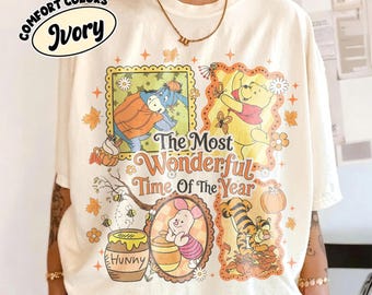 Winnie the Pooh Fall Shirt, Comfort Colors Pooh Bear Eeyore Piglet Tigger Tee, Autumn Disney Shirt, Cozy Fall Outfit, Vintage Pooh Shirt