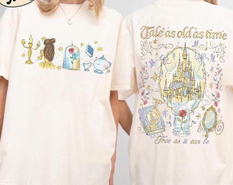 Vintage Belle Princess Shirt Comfort Colors, Watercolor Disney Beauty And The Beast Tee, Coquette Bow Magic Kingdom Shirt, Disney Trip Gift