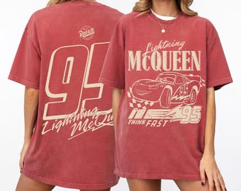 Vintage Lightning McQueen Comfort Colors Shirt, Disney Pixar Cars Tee, Radiator Springs Cars Land Tee, Family Vacation 2026 Disney Trip Tee