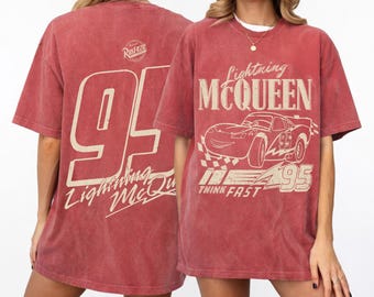 Vintage Lightning McQueen Comfort Colors Shirt, Disney Pixar Cars Tee, Radiator Springs Cars Land Tee, Family Vacation 2026 Disney Trip Tee