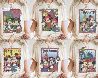 Vintage Disney World Tour Shirt, Mickey Minnie Travel Stamp Tee, Epcot Around The World Shirt, Disney Vacation Family Trip 2026 Tee