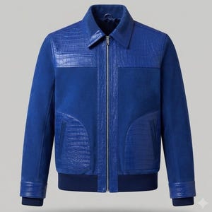 Blue Crocodile Leather Jacket - Etsy