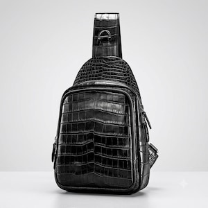 Crocodile embossed Leather Crossbody Sling Bag Luxury Shoulder Backpack