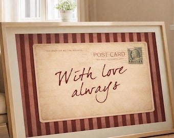 Postal vintage de pared / Con amor siempre, decoración romántica (descarga digital)