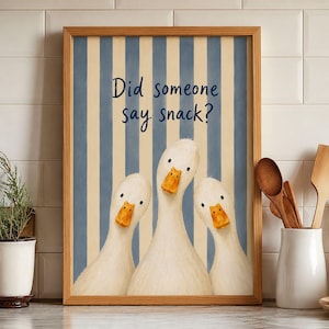 Küchen Gans Druck - Lustige Wand Kunst | Snacks Typografie Dekor | Familie Poster | Leuchtend buntes Schild