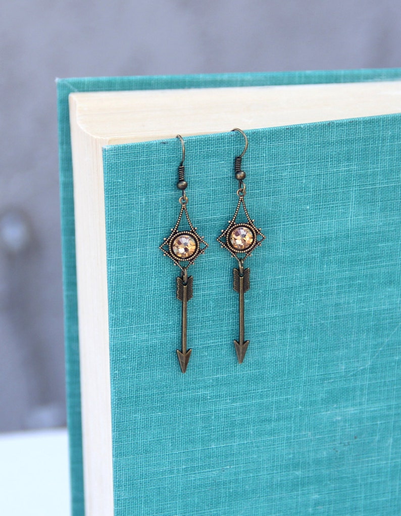 Geometric Jewelry, Arrow Earrings, Western Jewelry, Brass Earrings, Cute Earrings, Simple Jewelry, Gift For Teen, Minimalist Jewelry, image 3