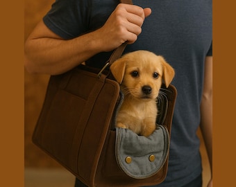 Bolso transportín de piel para mascotas, bolso de viaje pequeño para perros y gatos con ventana transpirable.