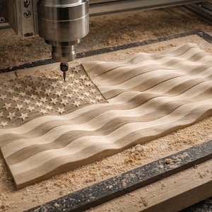 14 Design American Flag Waves 3D STL Model, CNC Router Files (Digital Download)