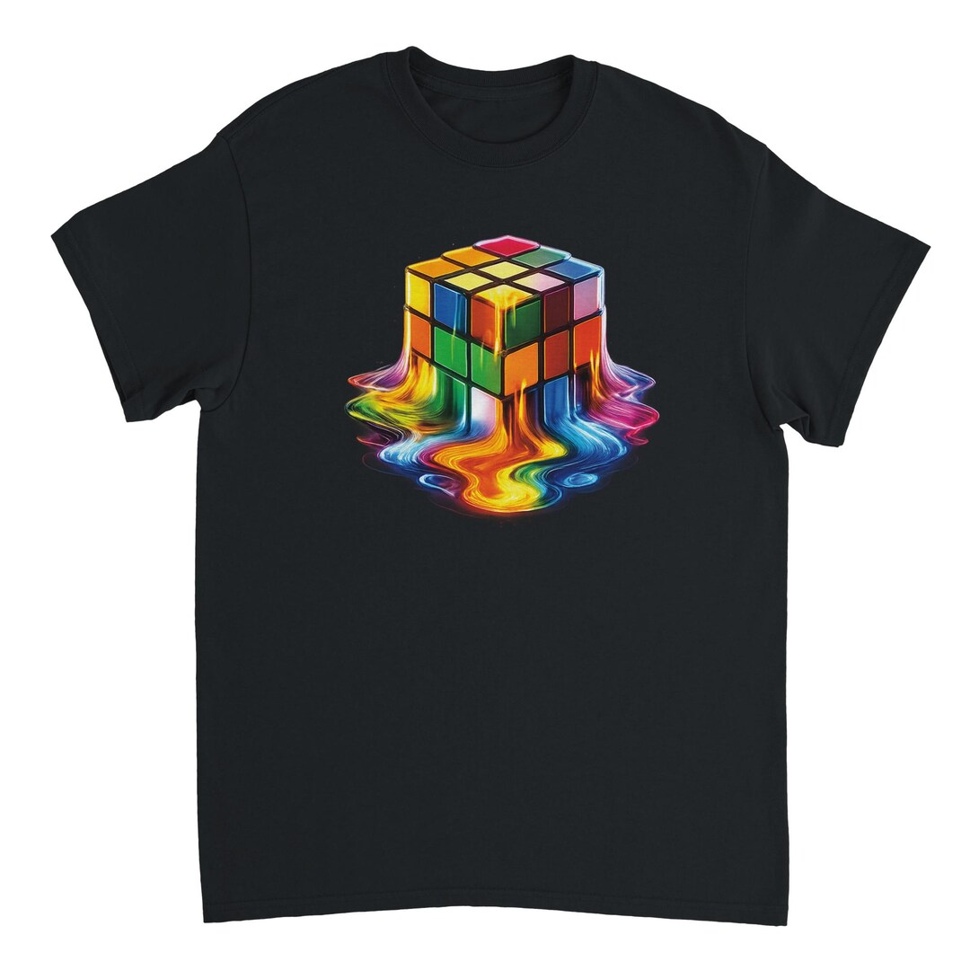 Melting Rubik’s Cube T-shirt | Psychedelic Sci-fi Cube Art Tee | Neon ...