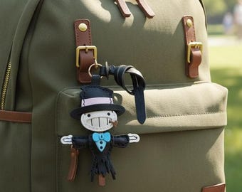 Leather Turnip Head Bag Charm, Handmade Anime Keychain