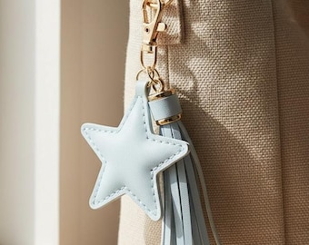 Star Keyring Leather Phone Charm – Unique Bag Keychain Minimalist Accessory