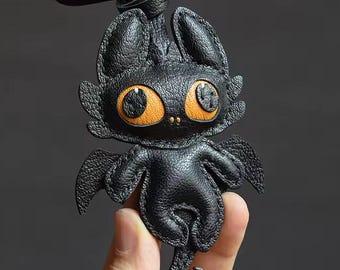 Handmade Leather Dragon Charm | Whimsical Bag Accessory, Keychain Gift