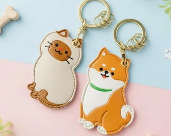 Cat & Dog Pompom Keychain Set – Fluffy Faux Fur Pet Charms