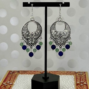 Aventurine and Quartz Silver Earrings
