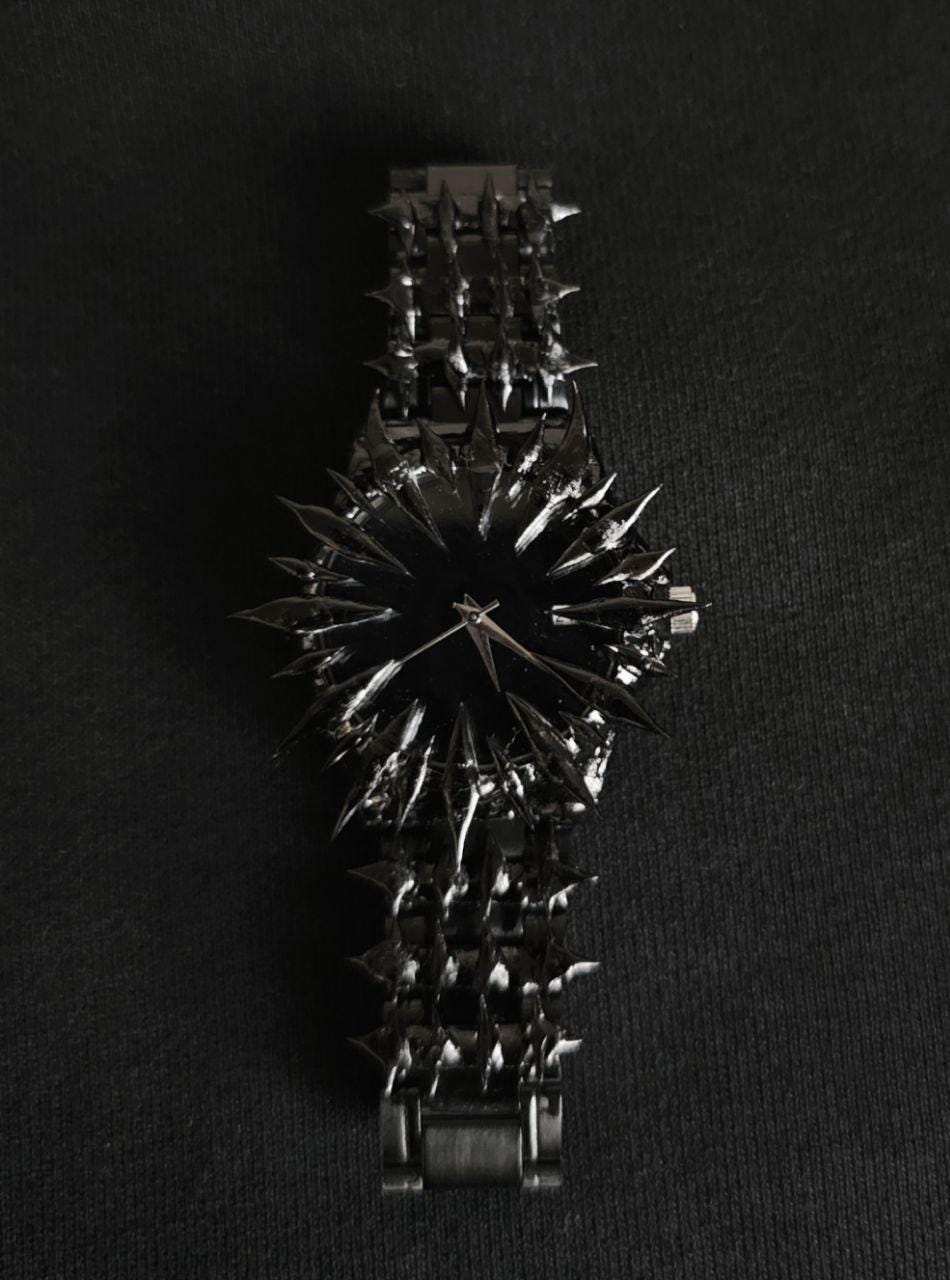Custom Casio Black Spike Watch – Handmade Gothic Punk Style Quartz