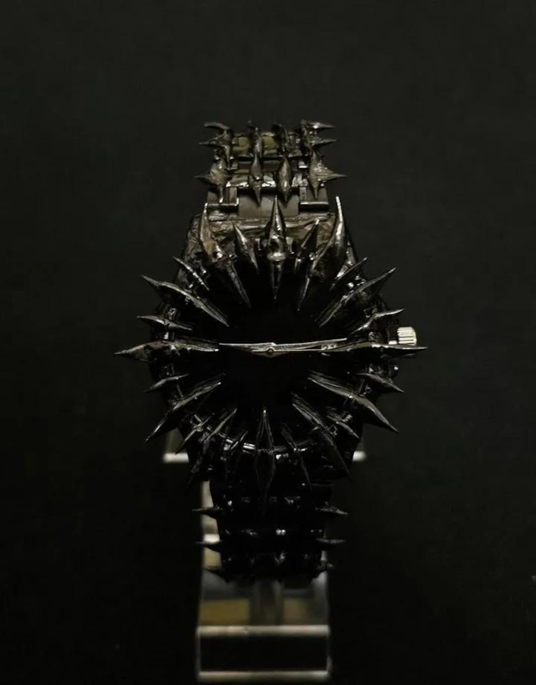 Custom Casio Black Spike Watch – Handmade Gothic Punk Style Quartz