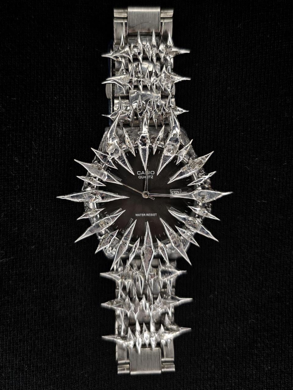 Spiked Casio Watch: Handmade Punk Gothic Stainless Steel Jewelry