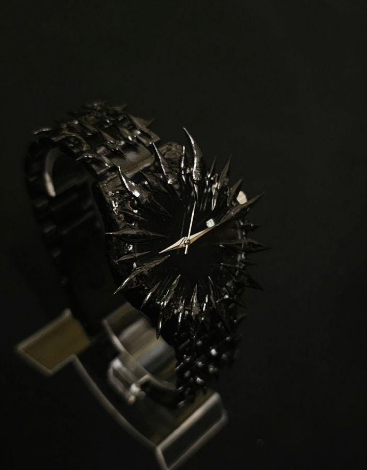 Custom Casio Black Spike Watch – Handmade Gothic Punk Style Quartz