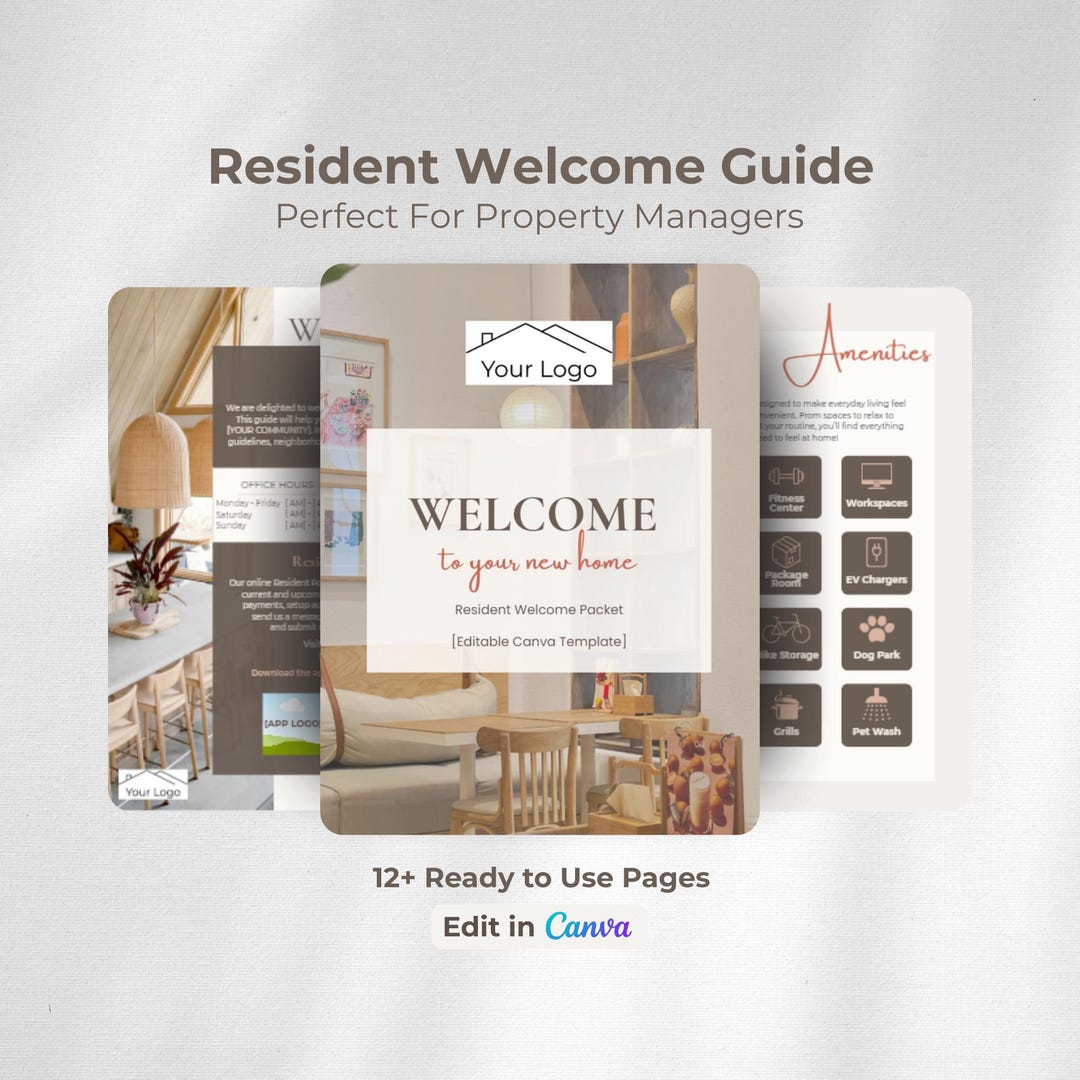 Apartment Welcome Packet Canva Template | Property Management Handbook ...