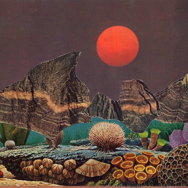 Surrealistyczny Dreamscape Vintage Magazine Collage
