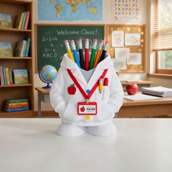 Teacher Coat Pen Holder STL File | 3D Print Desk Organizer (Digital File)