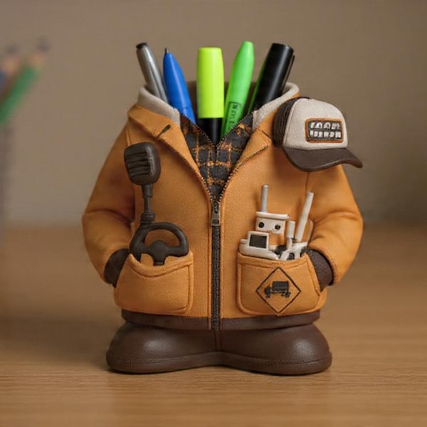 Trucker Jacket Pen Holder STL File | 3D Print Desk Organizer (Digital Download)