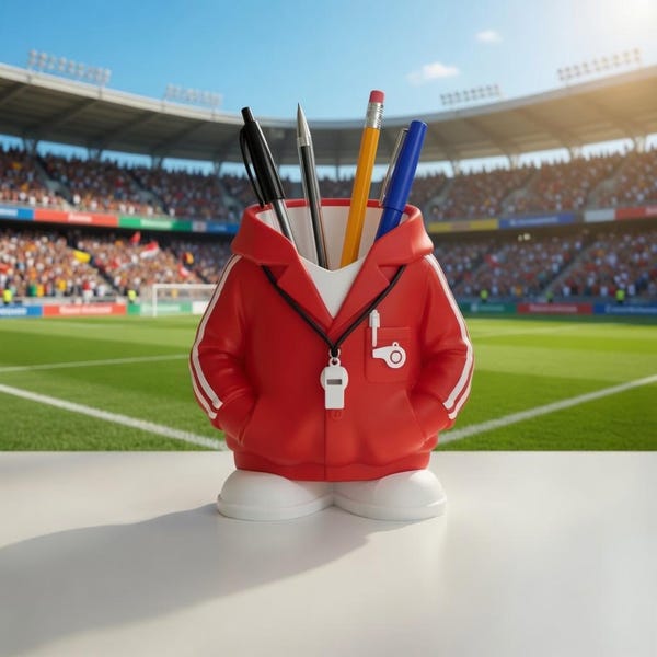 Soccer Coach Pen Holder STL File | 3D Desk Organizer (Digital Download)