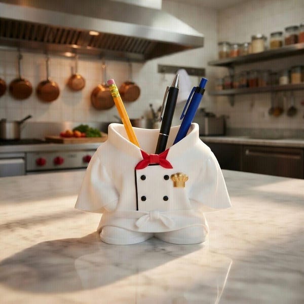 Chef Coat Pen Holder | 3D Print Desk Organizer, Cook Gift (STL File)