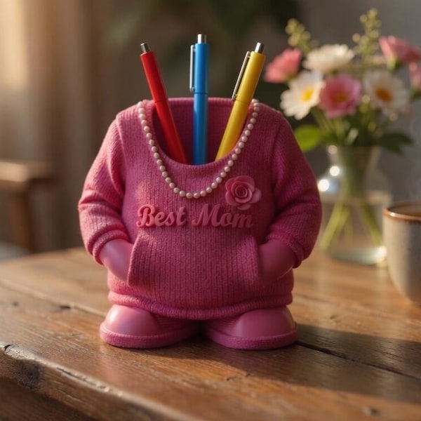 Mom Sweater Pen Holder STL File | Pink Sweater Desk Organizer (Digital Download)