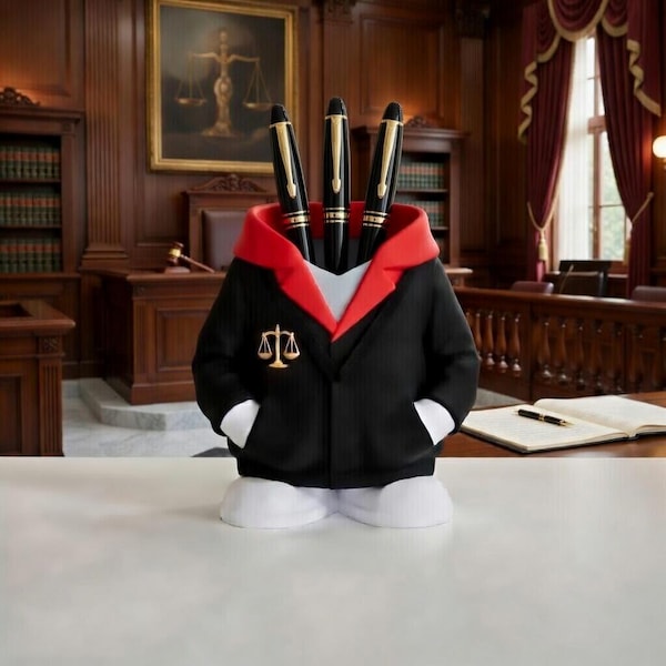 Lawyer Suit Pen Holder STL File | 3D Print Desk Organizer (Digital Download)